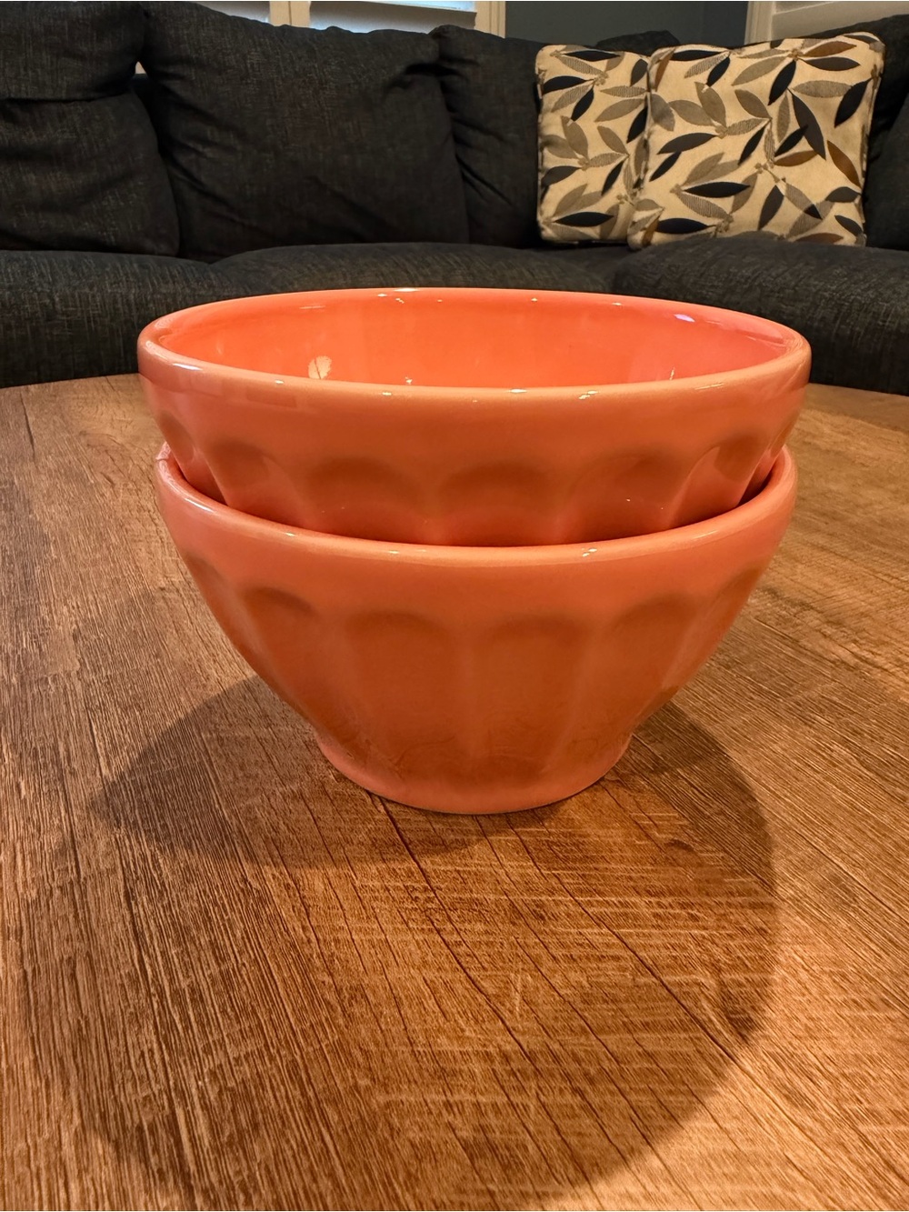 Anthropologie “Biscuit” Latte Bowls  - Coral - Set of 2 - Made in Portugal